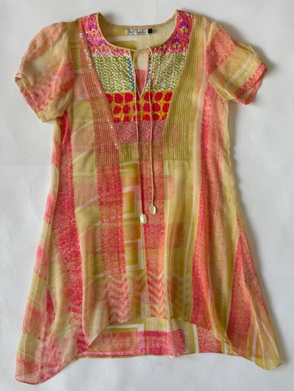 ANTHROPOLOGIE NIKI TLANAPAN EMBROIDERED SEQUIN BOHO TUNIC SMALL - Picture 6 of 8